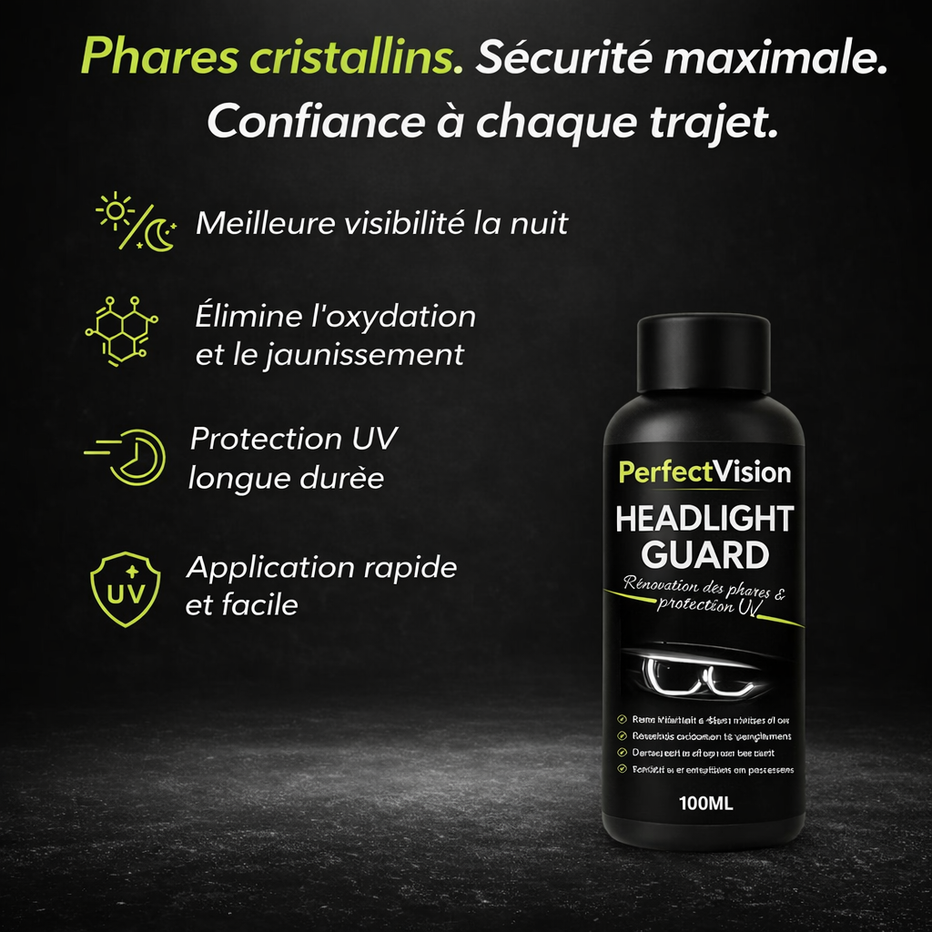PerfectVision™ – HeadlightGuard | Restauration des phares & protection UV longue durée.